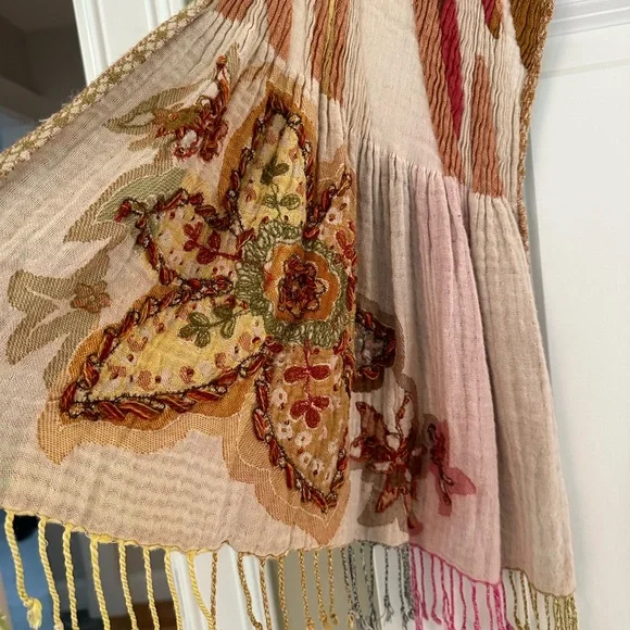 Anthropologie x Vismaya Boho Embroidered Scarf/Wrap, EUC - Picture 3 of 9